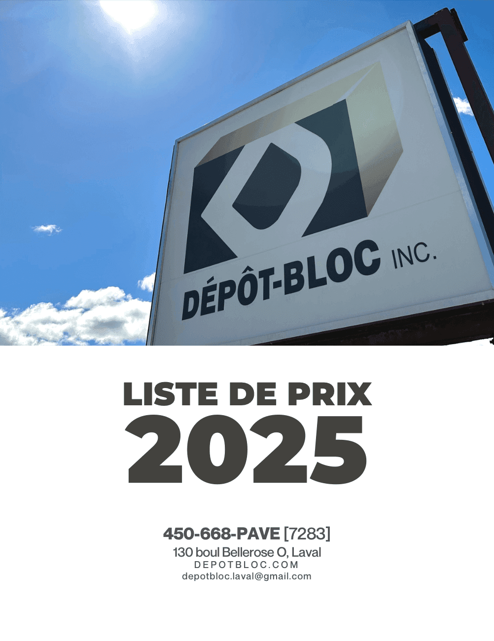 Depot Bloc Price List Cover 2025 Depot Bloc Price List Cover 2025